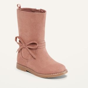 Faux-Suede Tall Bow-Tie Boots for Toddler Girls